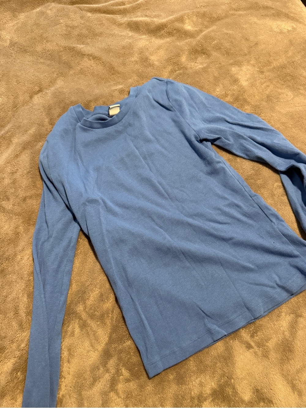 Aritzia Light Blue Long-Sleeve Crewneck Top
